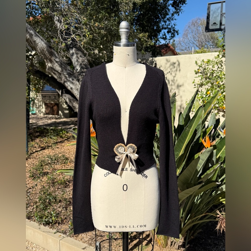 Neesh by D.A.R. cropped sweater with ribbon and crochet features - size S